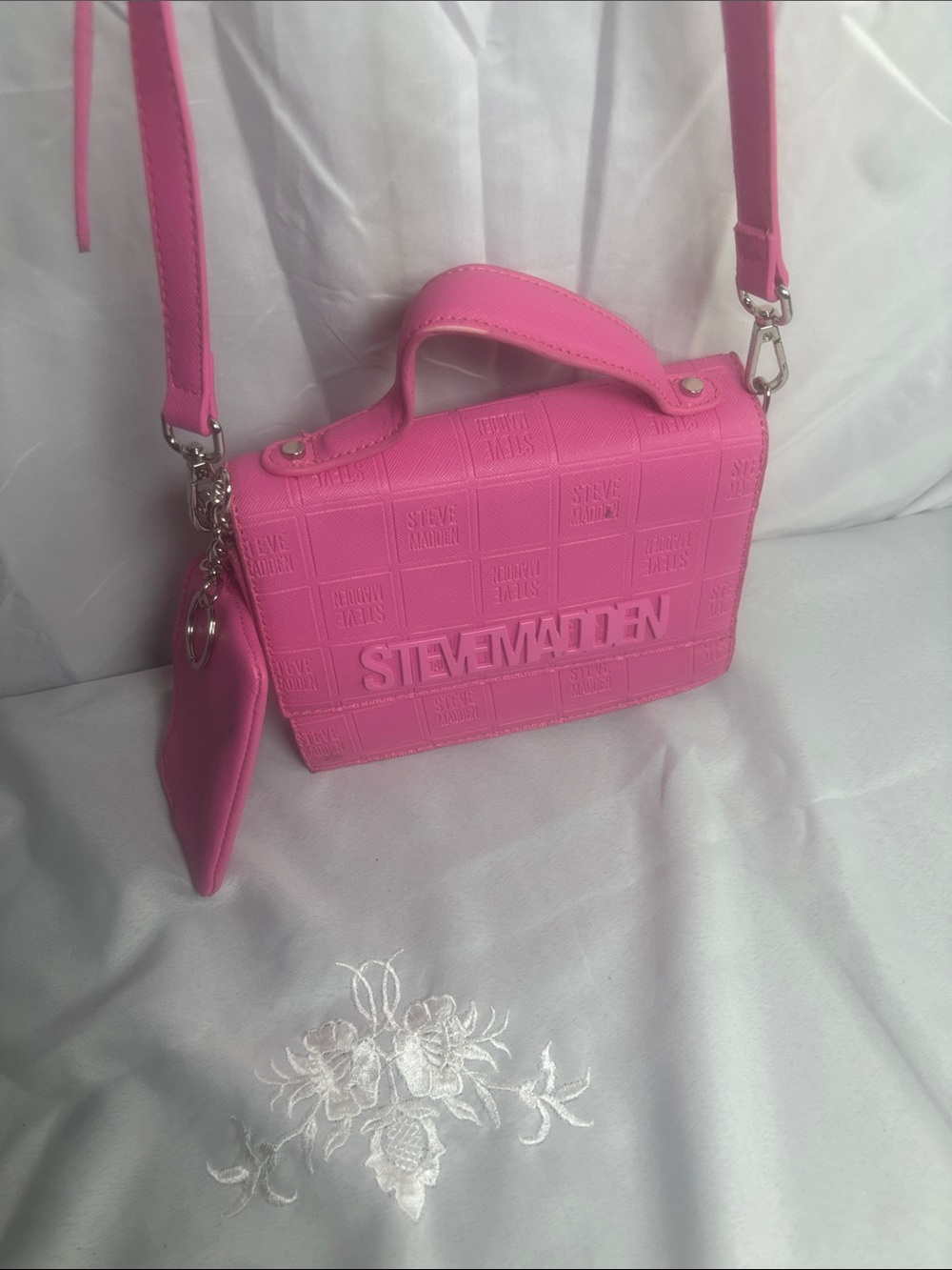 Steve Madden Hot Pink Logo-Embossed Crossbody